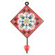 Red With White Floral Ceramic Tile Hook 
